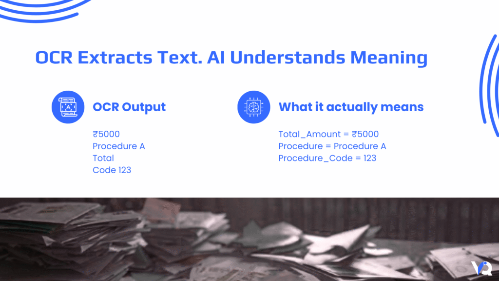 Difference between OCR text extraction and AI-based document understanding for structured data extraction in insurance workflows