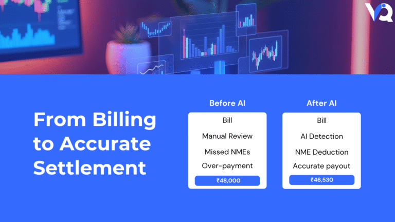 Comparison of insurance claim processing before and after AI showing reduced overpayment and accurate settlement amounts