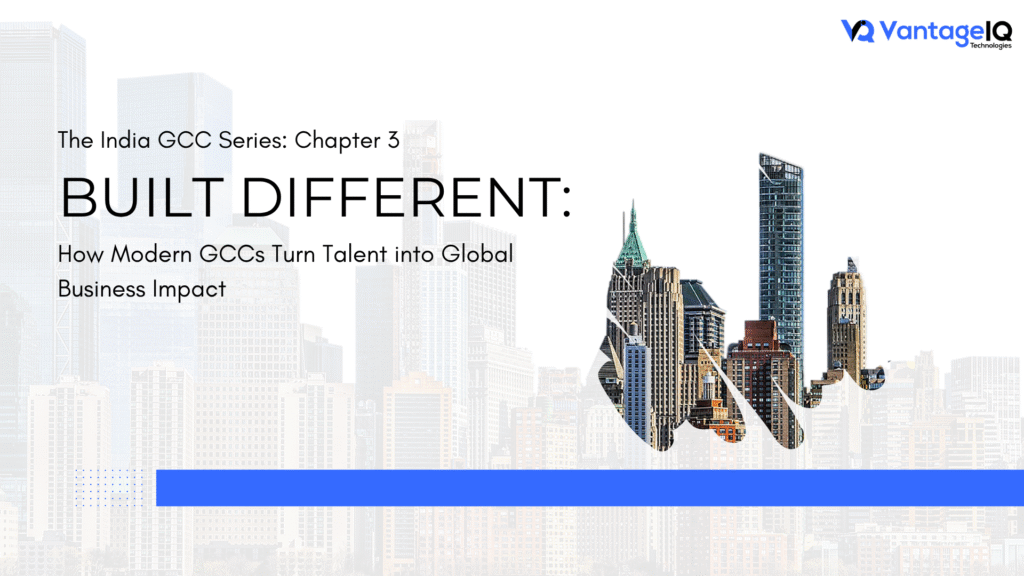Illustration showing how modern Global Capability Centres (GCCs) in India transform engineering talent into global business impact through strategic ownership and technology leadership.