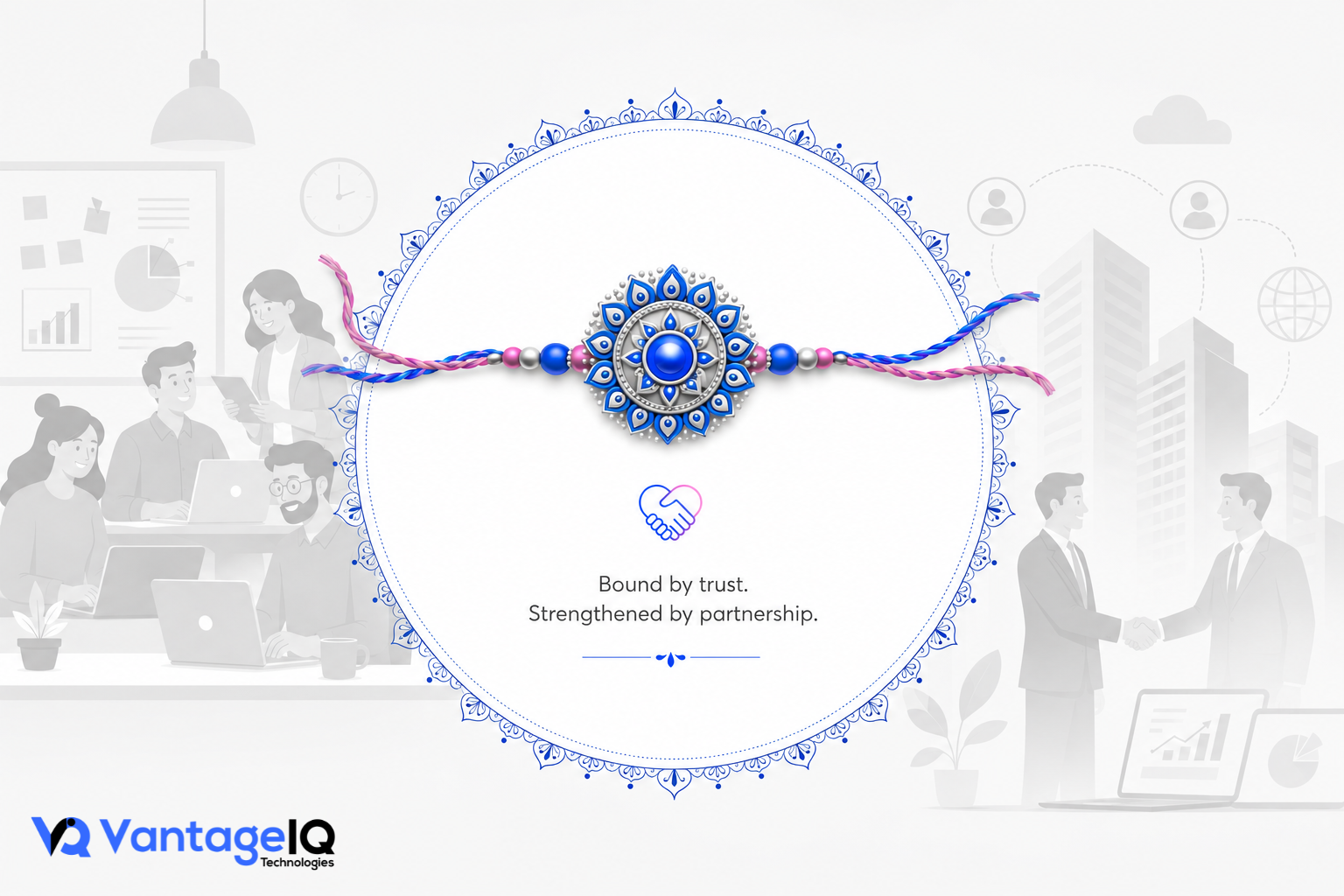 Rakhi symbolizing digital trust, teamwork, client partnership, and enterprise security