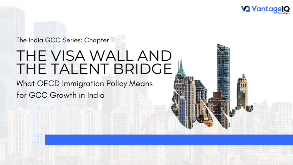 The India GCC Series Chapter 11 banner titled “The Visa Wall and the Talent Bridge,” illustrating how OECD immigration policy affects GCC growth and global talent strategies in India.