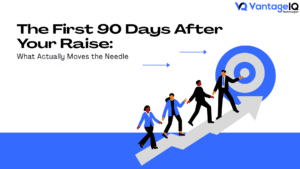 Startup post-funding roadmap showing the first 90 days focused on moving from a raise to execution and measurable growth