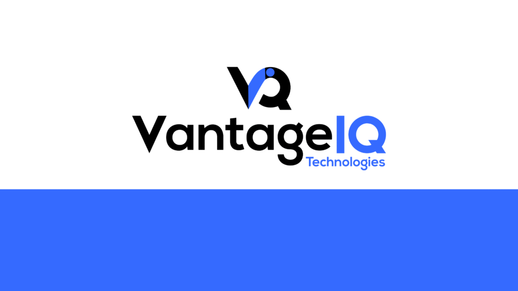 VantageIQ Technologies company logo in blue and black on a white background.